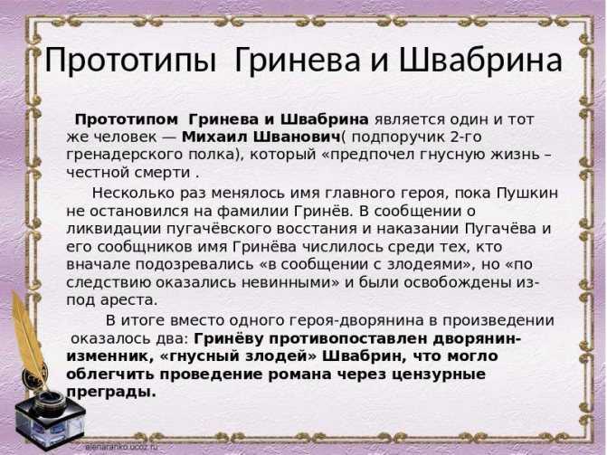 Главные герои «капитанская дочка» характеристика персонажей списком для сочинение на тему повести пушкина