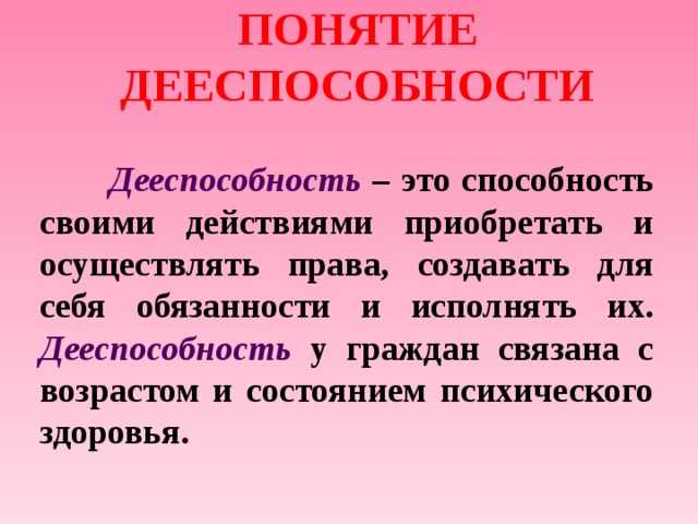 Правоспособность и дееспособность человека (7 класс)