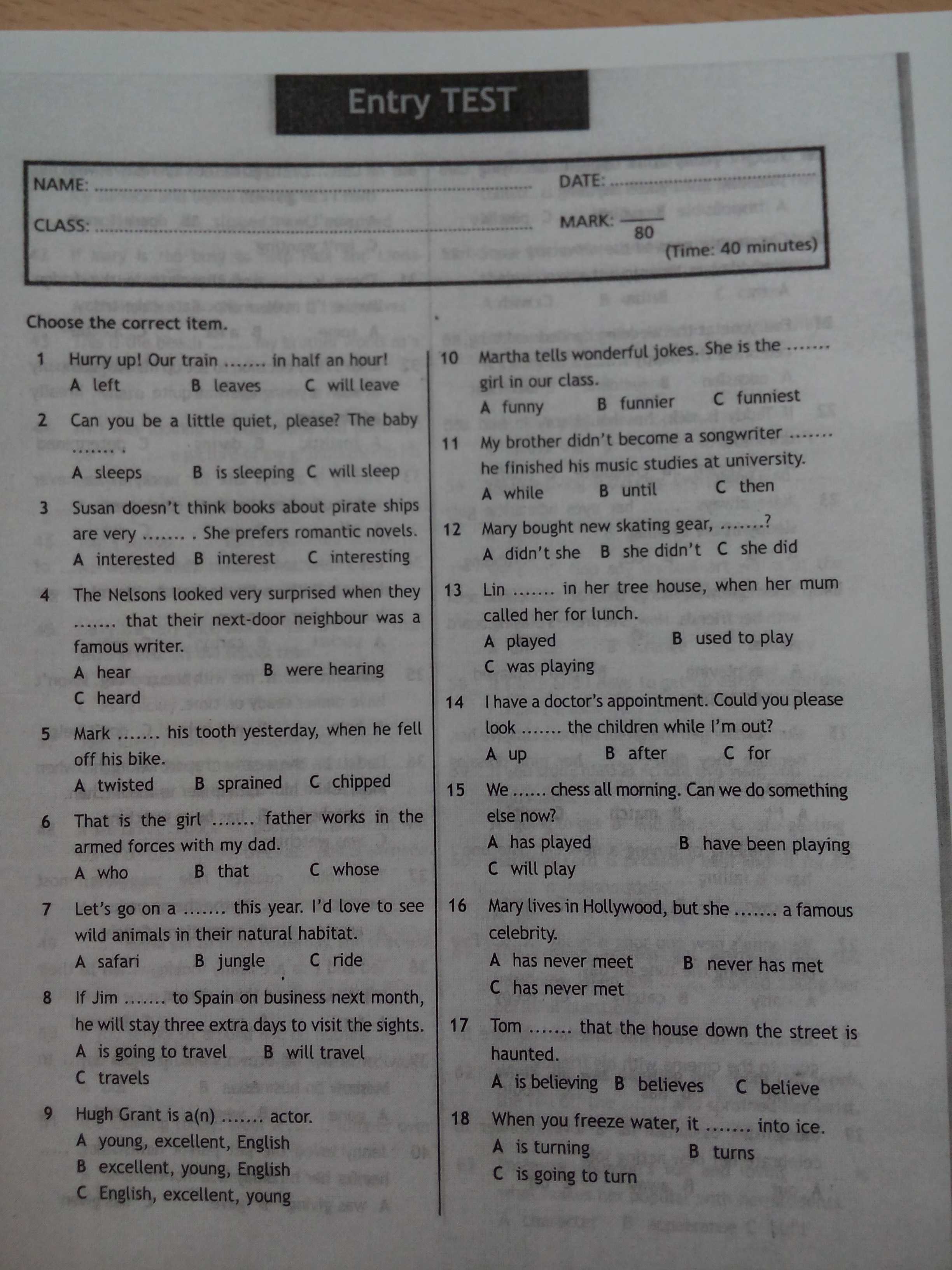 Тесты по английскому языку 8 класс spotlight test booklet с переводом